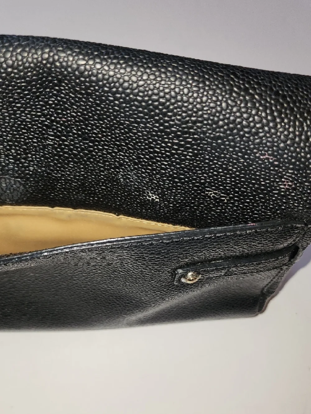 henri bendel Black Pebbled Leather Shoulder Bag with Gold Chain Strap. - Picture 11 of 13
